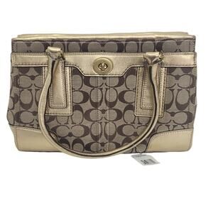 Coach Hampton Signature Canvas Gold Satchel F11062 NWT